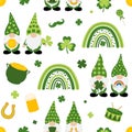 Seamless pattern Patrick`s day Gnomes vector illustration Royalty Free Stock Photo